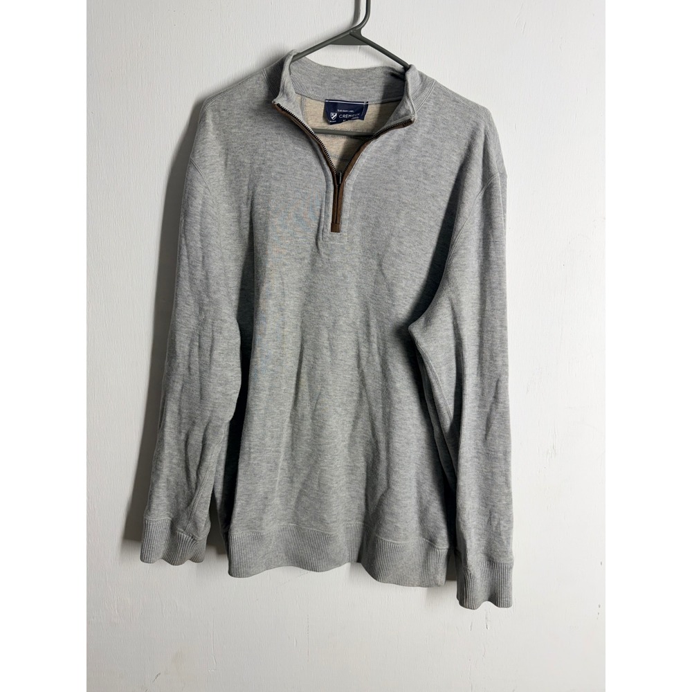 Cremieux Mens Quarter Zip Sweater Gray Elbow Patches Mock Neck Pullover Medium